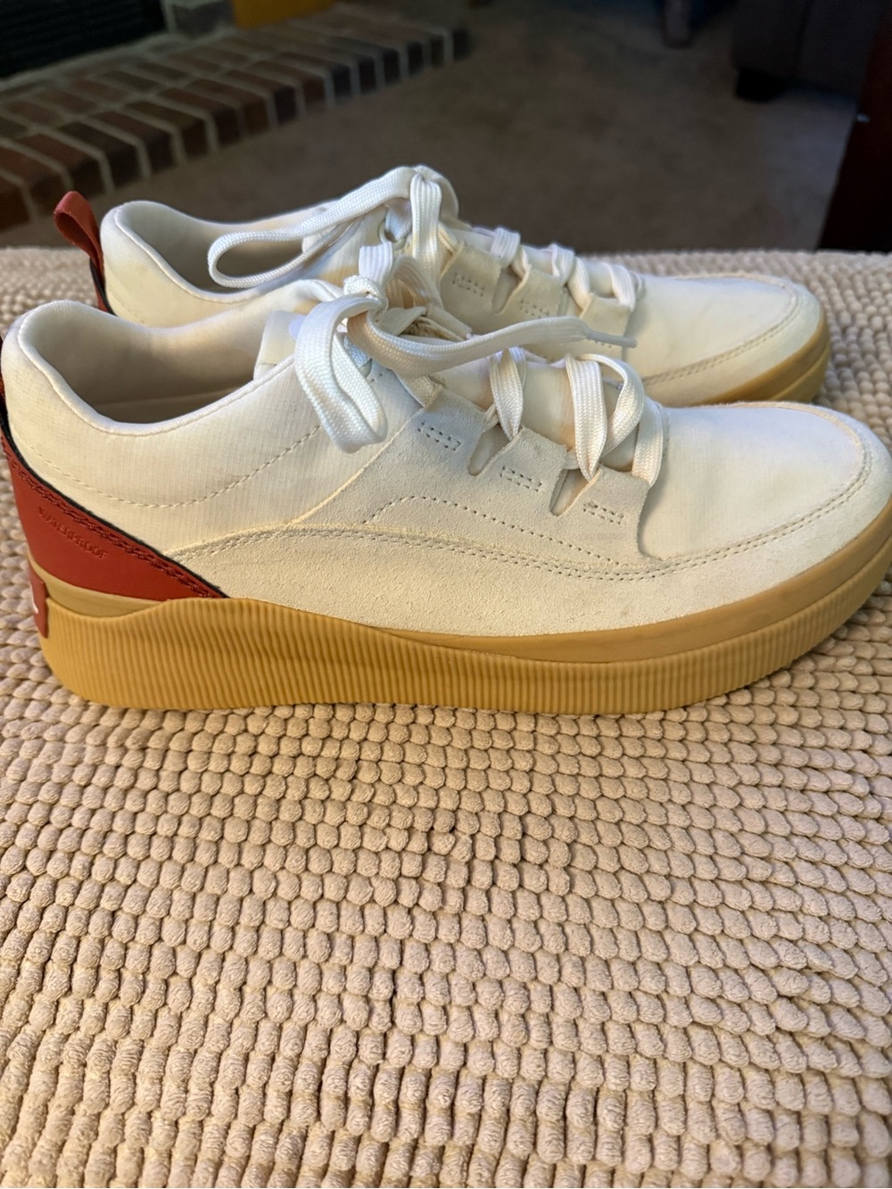 Sorel Off-White Lace-Up Platform Sneakers with Gum Sole